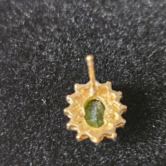 Peridot, Diamond and 10K Gold Stud Earrings - Picture 4 of 7